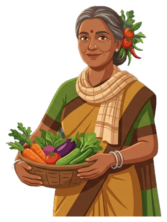 A woman farmer with fresh produce